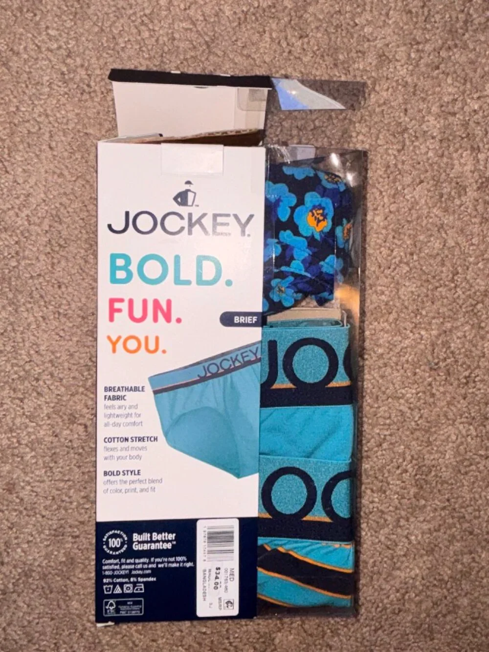 NWT Jockey Box of 3 Cotton Bikini Briefs M fits S
